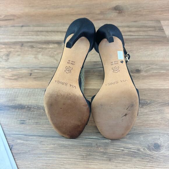 VIA SPIGA Women's Black and Gold T-Strap Timone Formal Pump Size 8M - Picture 6 of 8